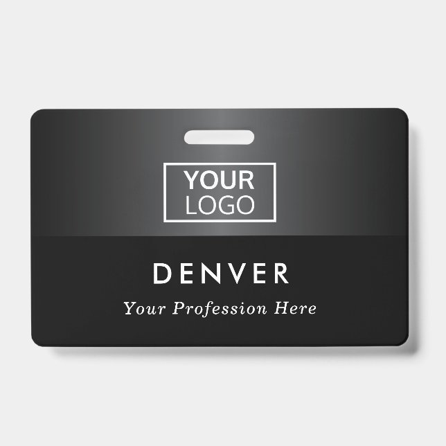 Add logo employee name title black grey gradient ID badge (Front)