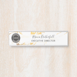 Add Logo Executive Gold Marble Pattern Door Sign