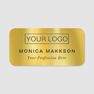 Add logo first name Gold name tag