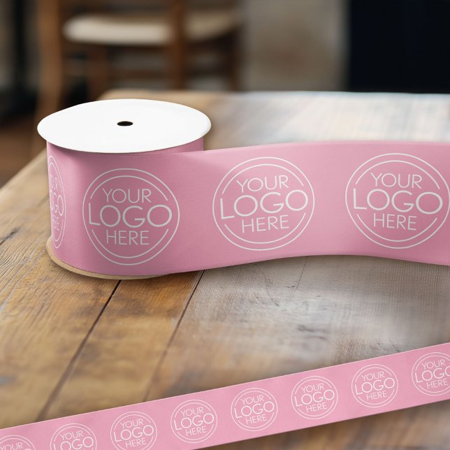 Add Logo for Business Branding Pink Satin Ribbon (Custom Ribbon - Add your logo for business branding and choose a size)