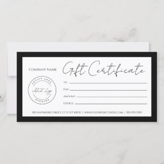 Add Logo Gift Certificate Template Customisable
