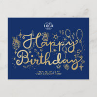 Add Logo Gold Navy Blue Business Happy Birthday