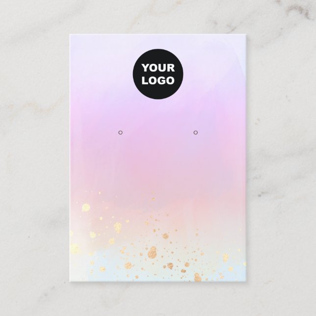 Add Logo Gold Splatter Watercolor Earring Display  Business Card (Front)