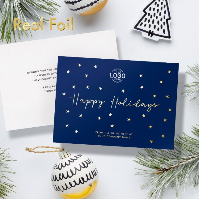Add Logo Gold Stars Navy Blue Business Holidays (Creator Uploaded)