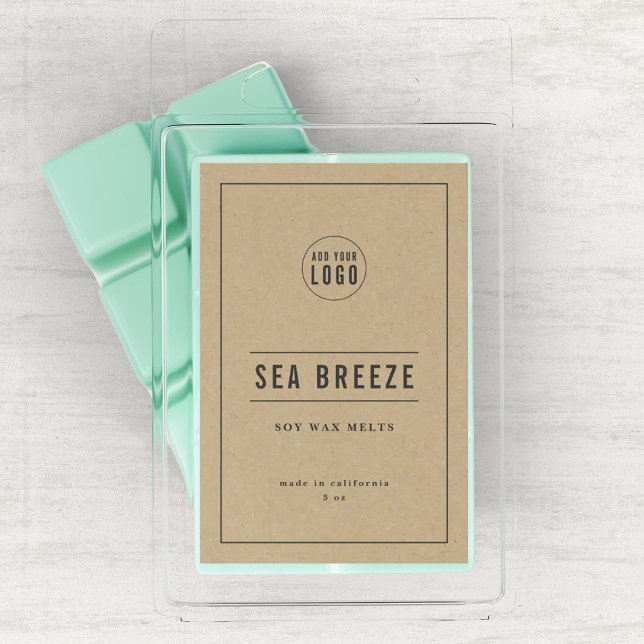 Add Logo Grey Border & Lines Kraft Product Label (Creator Uploaded)