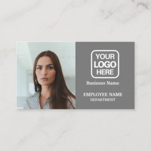 Add Logo Grey Modern Professional Photo Business Card
