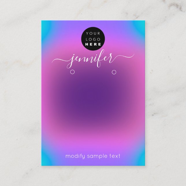 Add Logo Handmade Jewellery Card Purple  Pink (Front)