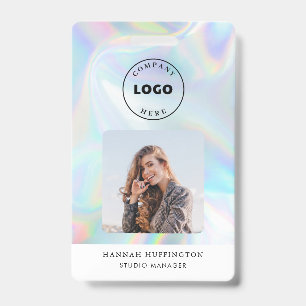 Add Logo Holographic QR Code Employee Photo ID Badge