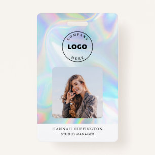 Add Logo Holographic QR Code Employee Photo ID ID Badge