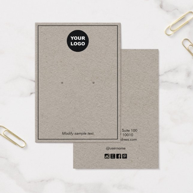 Add Logo Kraft Earring Display Card (Office)