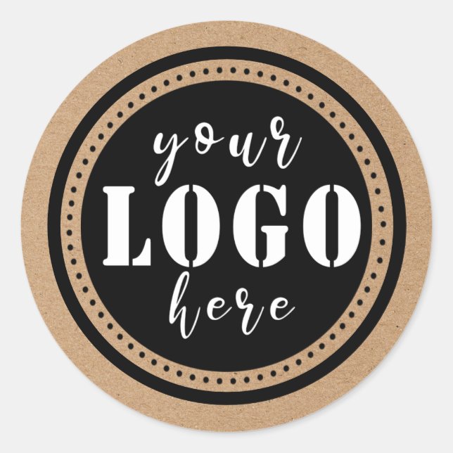 Add Logo Kraft Paper  Classic Round Sticker (Front)