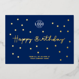 Add Logo Minimal Gold Stars Blue Office Birthday