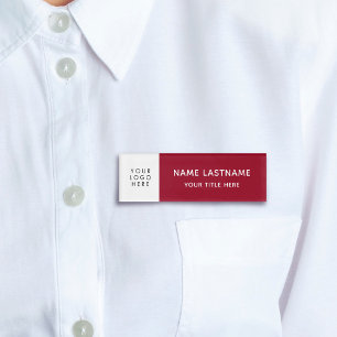 Add Logo Minimalist Burgundy Re White Magnet Title Name Tag