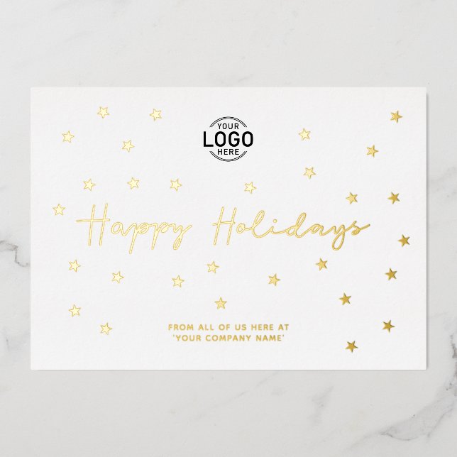 Add Logo Minimalist Gold Stars Business Holidays (Front)