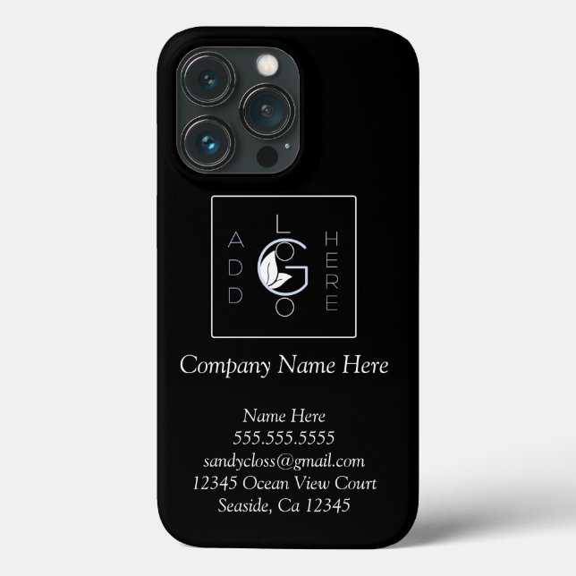 Add logo Modern Minimalist White script text Black Case-Mate iPhone Case (Back)