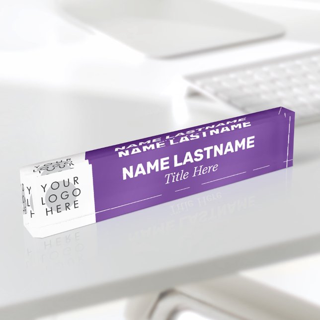 Add Logo Modern Name Title Simple Purple Business Nameplate (Creator Uploaded)