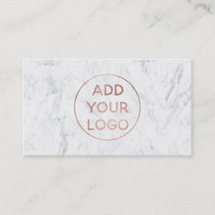 Add logo modern rose gold typography marble business card