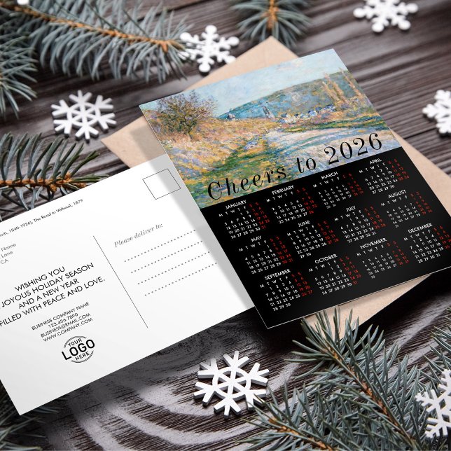 Add Logo Monet Art Painting Calendar 2026 Business Holiday Postcard (Creator Uploaded)