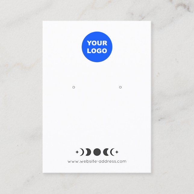 Add Logo Moon Phase Earring Display Business Card (Front)