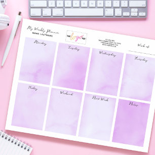  Add Logo Name Purple Watercolor Weekly Planner Notepad