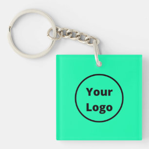 Add logo neon turquoise key ring