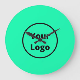 Add logo neon turquoise large clock