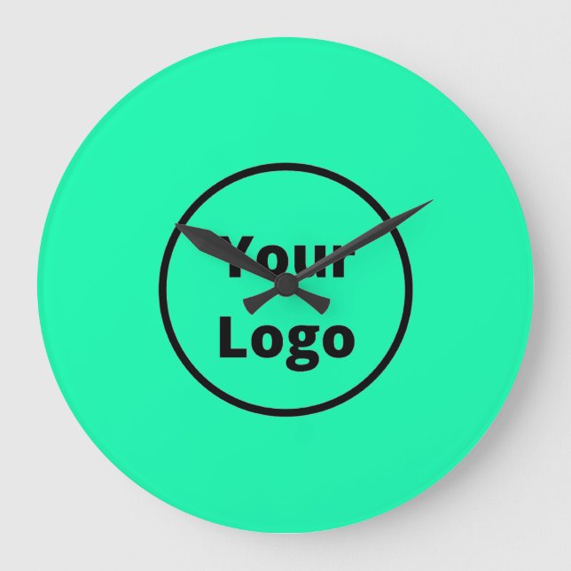 Add logo neon turquoise large clock (Front)
