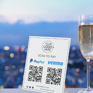 Add Logo PayPal Venmo Contactless Mobile Payment  Pedestal Sign