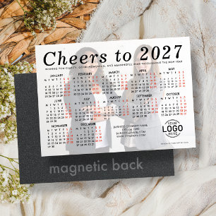 Add Logo Photo White Calendar 2027 Magnetic Card