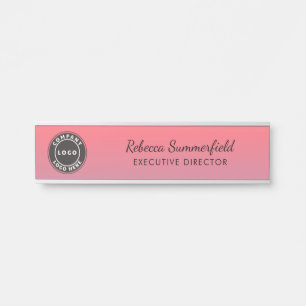 Add Logo Pink Ombre Executive Office Manager Door Sign