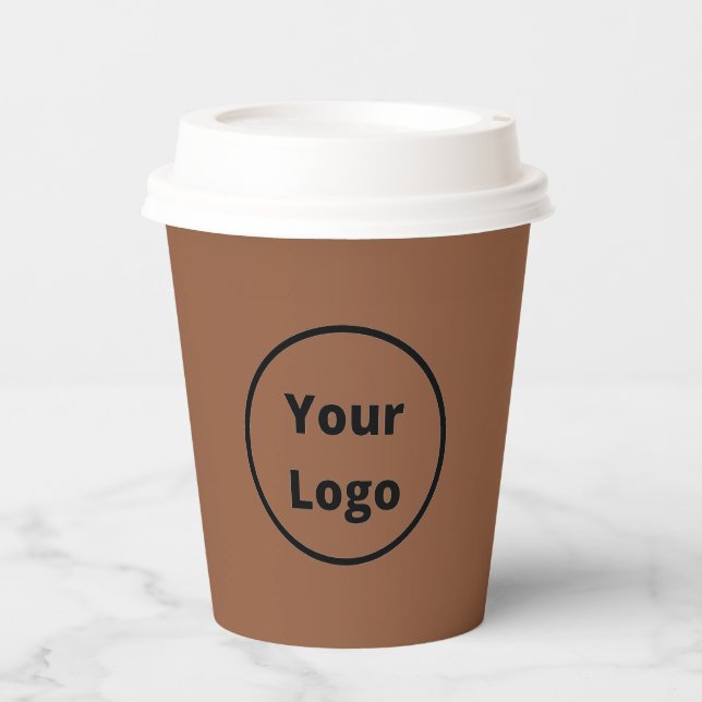 Add logo plain brown paper cups (Front)
