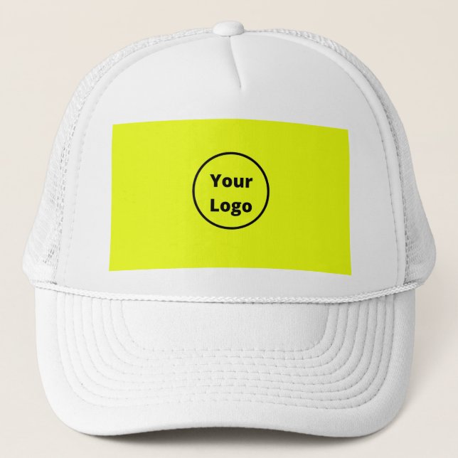 Add logo plain yellow trucker hat (Front)