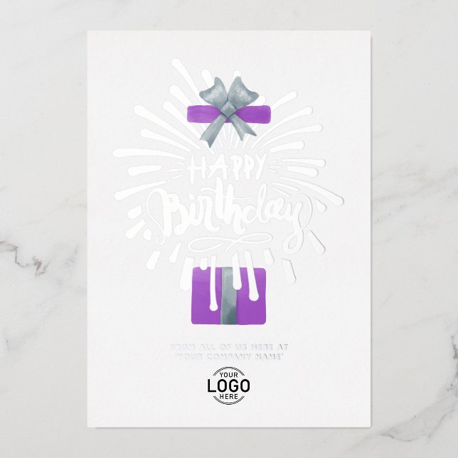 Add Logo Purple Gift Fireworks Business Birthday (Front)