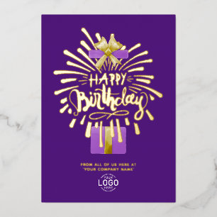 Add Logo Purple Gift Fireworks Business Birthday