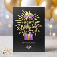 Add Logo Purple Gift Gold Fireworks Group Birthday