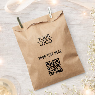 Add Logo QR Code Custom Text Promotion Kraft  Favour Bags