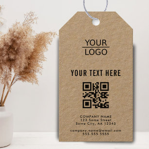 Add Logo QR Code Custom Text Promotion Kraft Gift Tags