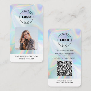 Add Logo QR Code Employee Photo Holographic Business Card