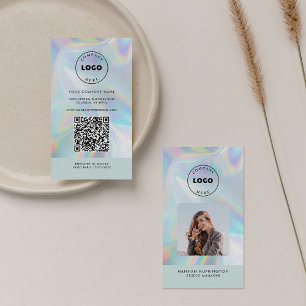 Add Logo QR Code Holographic Employee Photo Business Card