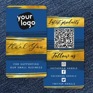 Add Logo & QR Code Modern Personalised Thank You Business Card