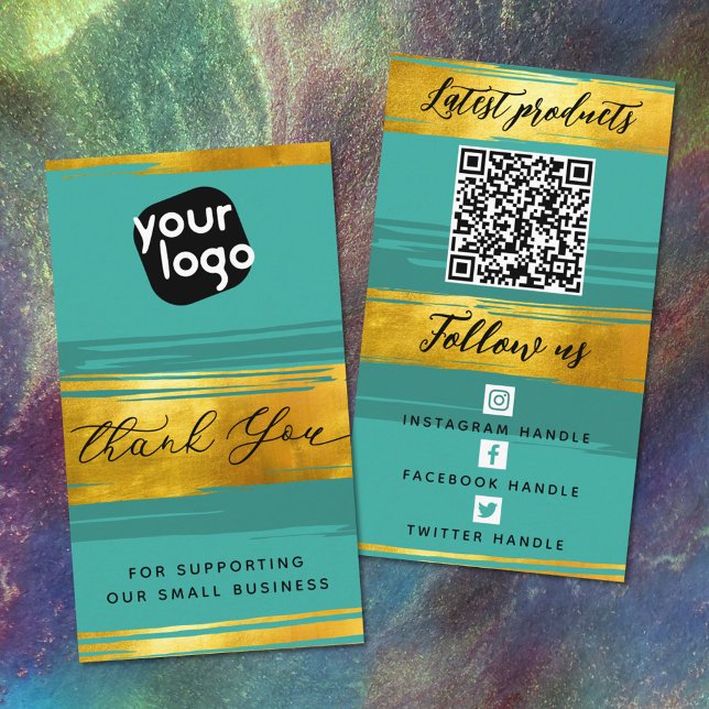   Add Logo & QR Code Modern Personalised Thank You Business Card (Creator Uploaded)