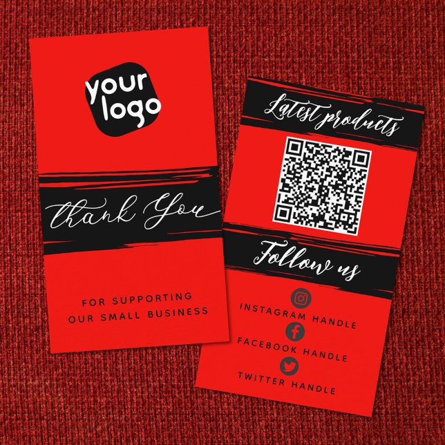   Add Logo & QR Code Modern Personalised Thank You Business Card (Creator Uploaded)