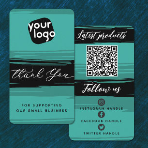 Add Logo & QR Code Modern Personalised Thank You Business Card