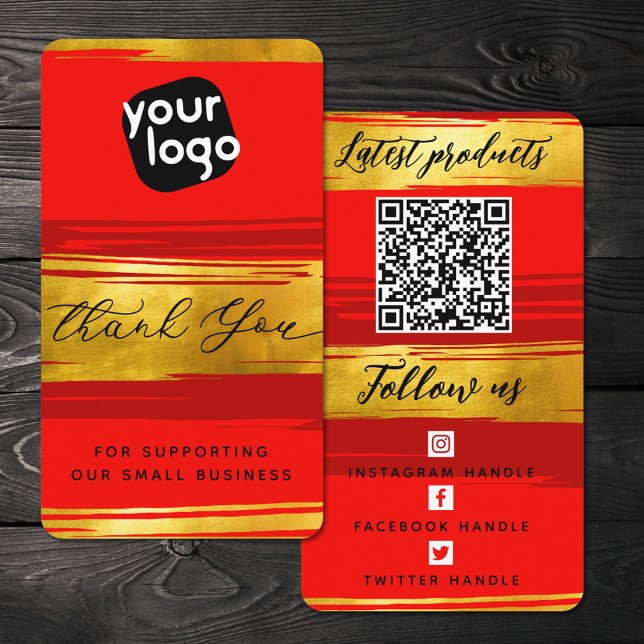   Add Logo & QR Code Modern Personalised Thank You Business Card (Creator Uploaded)