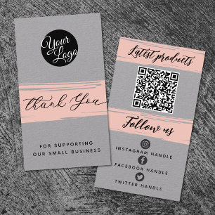   Add Logo & QR Code Modern Personalised Thank You Business Card