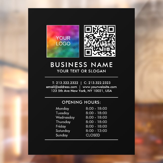 Add Logo QR Code Opening Hours Scan Price Lists Window Cling (Sheet 2)