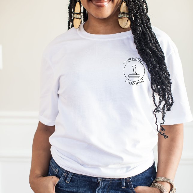 Add Logo QR Code Promotional Notary Company Staff T-Shirt (Creator Uploaded)