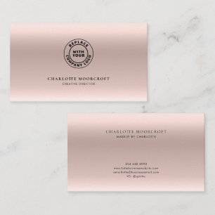 Add Logo Rose Gold Hair Stylist and Makeup Artist Business Card