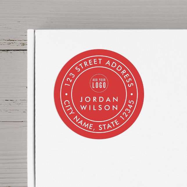 Add Logo Round Double Border Custom Colour Address Classic Round Sticker (Creator Uploaded)