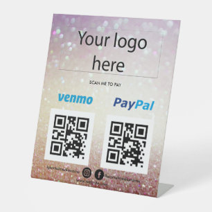 Add Logo Scan to Pay Venmo PayPal QR code Cashapp  Pedestal Sign